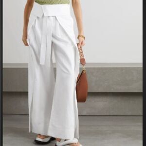 A.L.C. Emilio Wide-leg in White, Tie Waist Linen Blend Pants 8 $ 395.00